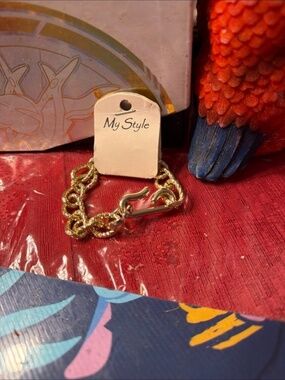 fashion jewelry bracelet from the brand "My Style," featuring a chunky, text